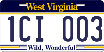 WV license plate 1CI003