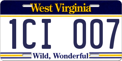 WV license plate 1CI007