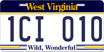 WV license plate 1CI010