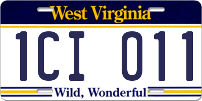 WV license plate 1CI011