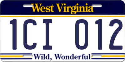 WV license plate 1CI012