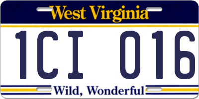 WV license plate 1CI016