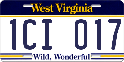 WV license plate 1CI017