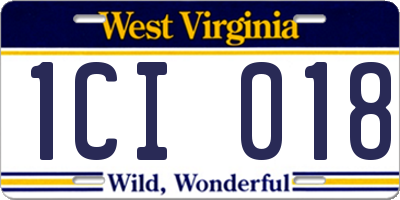 WV license plate 1CI018