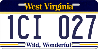WV license plate 1CI027
