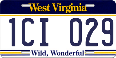 WV license plate 1CI029