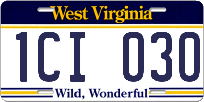 WV license plate 1CI030