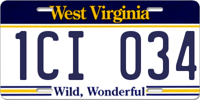 WV license plate 1CI034