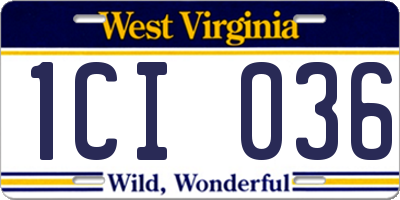 WV license plate 1CI036
