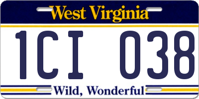 WV license plate 1CI038