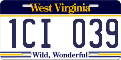 WV license plate 1CI039