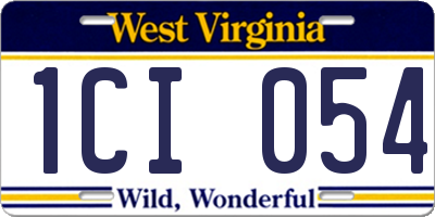 WV license plate 1CI054