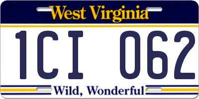WV license plate 1CI062