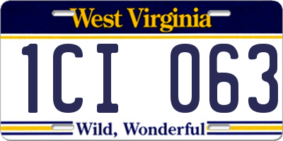 WV license plate 1CI063