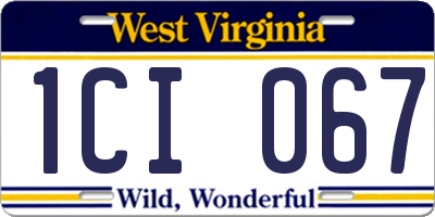 WV license plate 1CI067