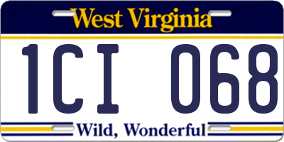WV license plate 1CI068