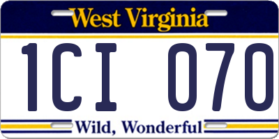 WV license plate 1CI070