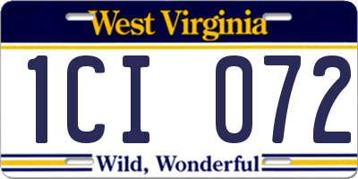 WV license plate 1CI072
