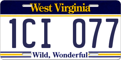WV license plate 1CI077