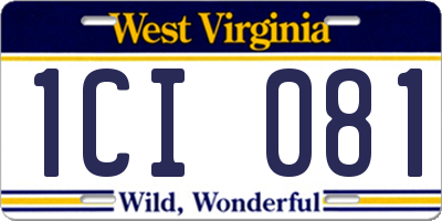 WV license plate 1CI081