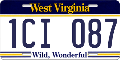 WV license plate 1CI087