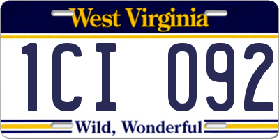 WV license plate 1CI092