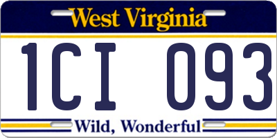 WV license plate 1CI093