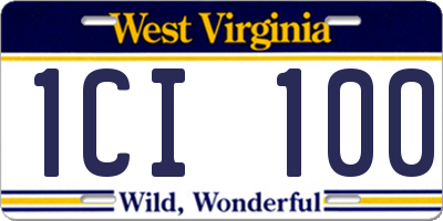 WV license plate 1CI100