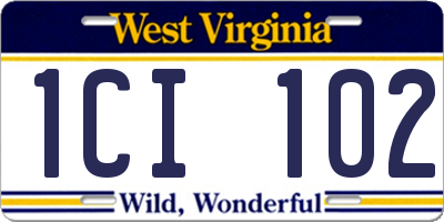 WV license plate 1CI102