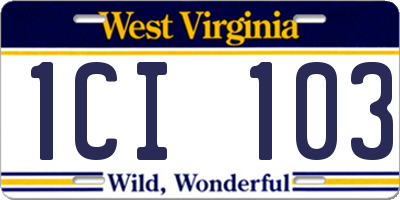WV license plate 1CI103