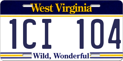 WV license plate 1CI104