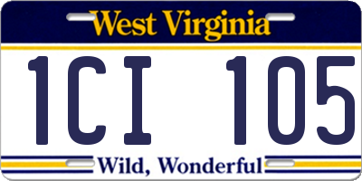 WV license plate 1CI105