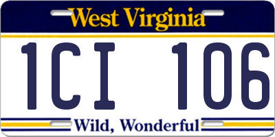 WV license plate 1CI106