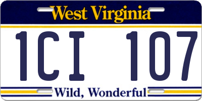 WV license plate 1CI107