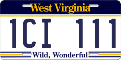 WV license plate 1CI111