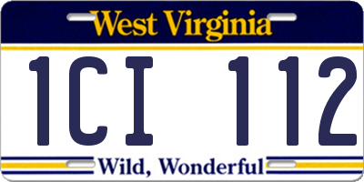 WV license plate 1CI112