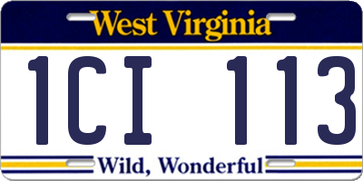 WV license plate 1CI113