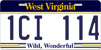 WV license plate 1CI114