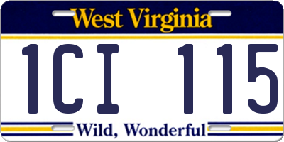 WV license plate 1CI115