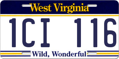WV license plate 1CI116
