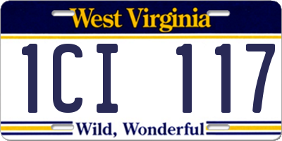 WV license plate 1CI117