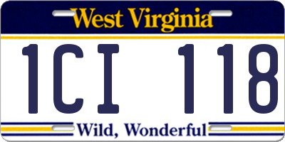 WV license plate 1CI118