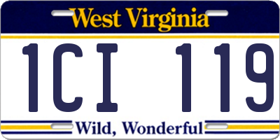 WV license plate 1CI119