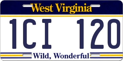 WV license plate 1CI120