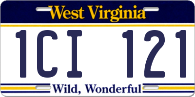 WV license plate 1CI121