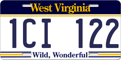 WV license plate 1CI122