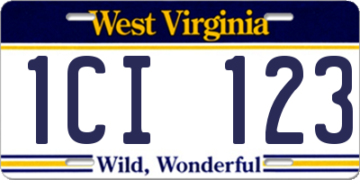 WV license plate 1CI123