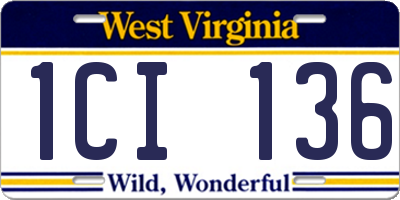 WV license plate 1CI136