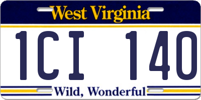WV license plate 1CI140