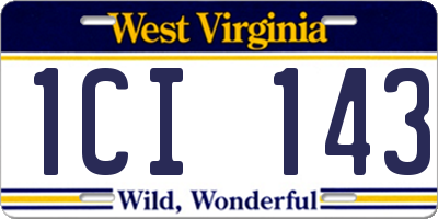 WV license plate 1CI143